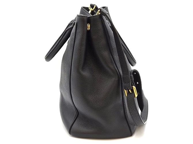 Prada Borsa Tote Vitello Daino a Spalla Nera Nero - vista 7