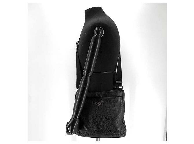 Prada Umhängetasche Vitreous Triangle Logo Messenger Bag Crossbody Schwarz - Ansicht 8