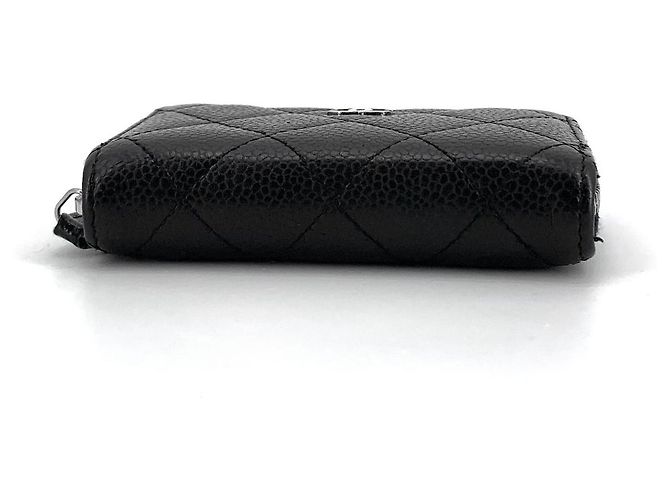Chanel Tarjetero de piel caviar con cremallera plateada Negro - vista 5