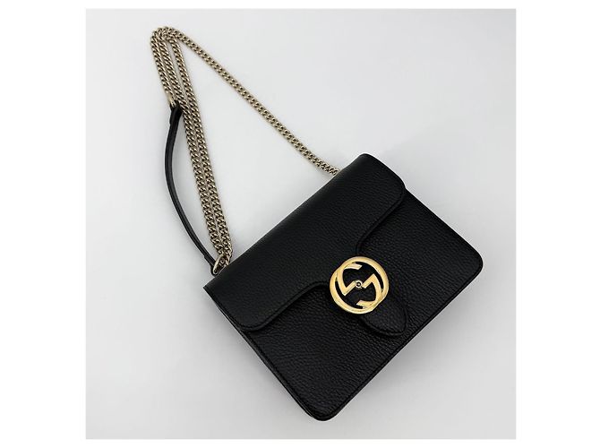 Gucci Kleine Schultertasche mit ineinandergreifender Kette Schwarz - Ansicht 2