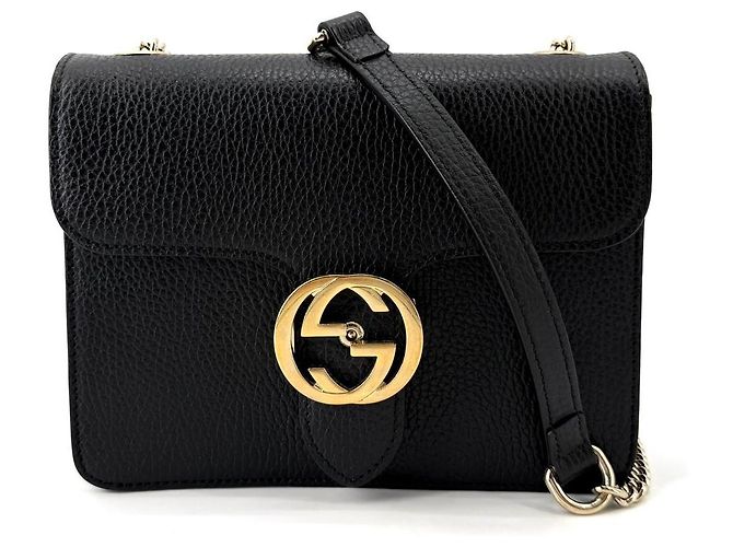 Gucci Kleine Schultertasche mit ineinandergreifender Kette Schwarz - Ansicht 3