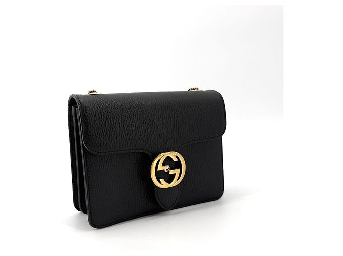 Gucci Kleine Schultertasche mit ineinandergreifender Kette Schwarz - Ansicht 4