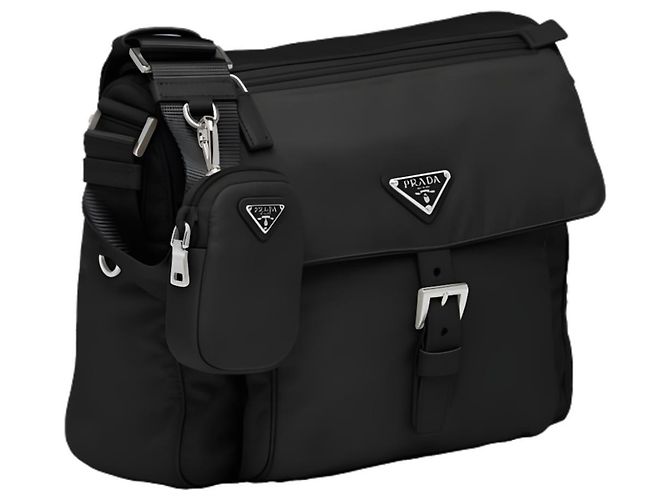 Prada Borsa a tracolla in nylon con logo a triangolo - vista 4