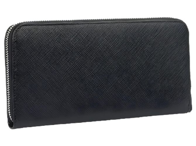Prada Cartera larga Saffiano Triangle con cremallera Negro - vista 3