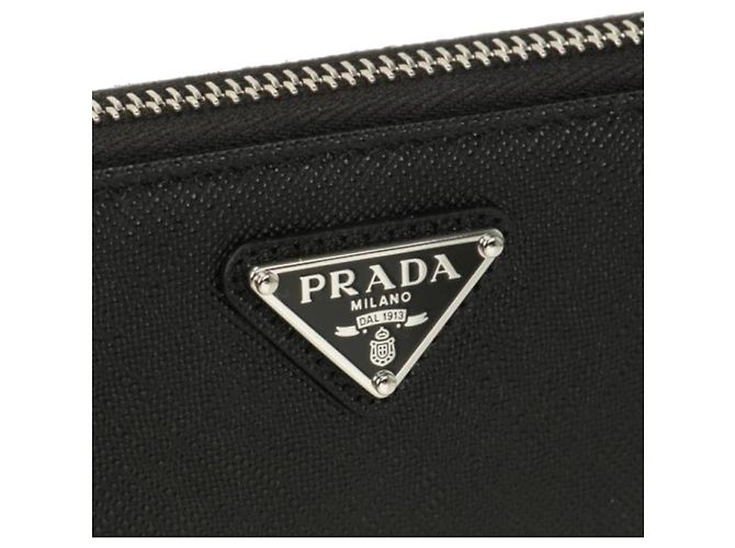 Prada Cartera larga Saffiano Triangle con cremallera Negro - vista 6