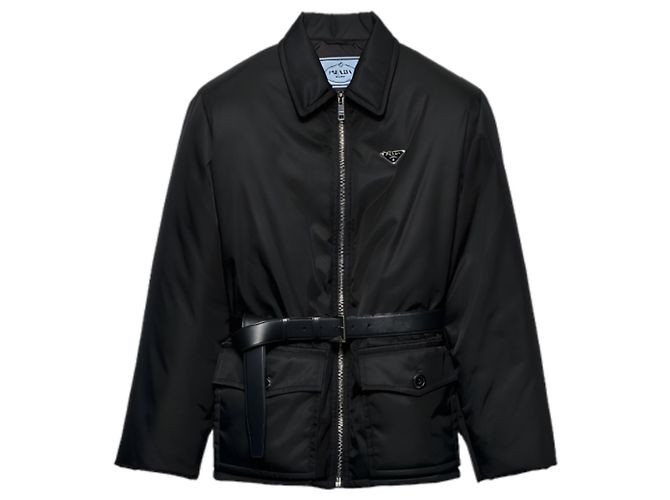 Prada Giacca in nylon con piumino d'oca e cintura Nero - vista 11