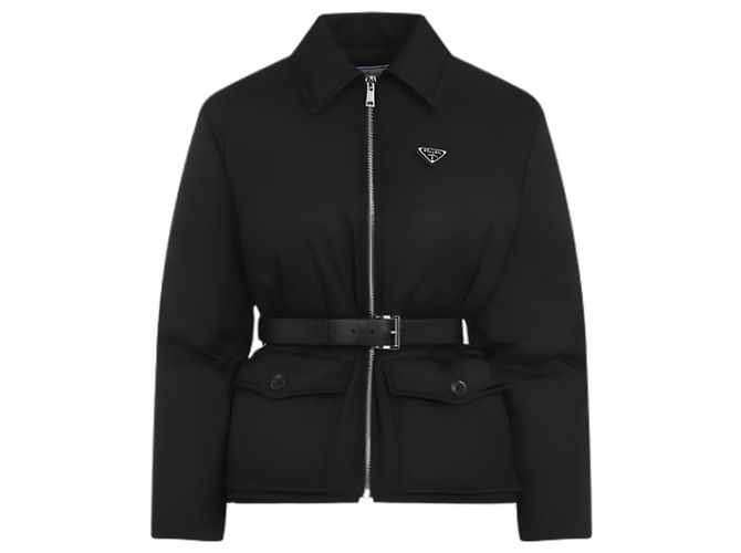 Prada Giacca in nylon con piumino d'oca e cintura Nero - vista 2