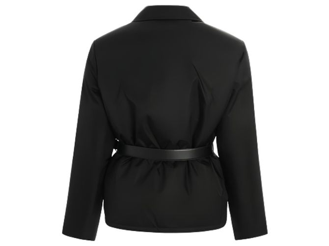 Prada Giacca in nylon con piumino d'oca e cintura Nero - vista 3