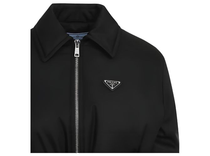 Prada Giacca in nylon con piumino d'oca e cintura Nero - vista 4