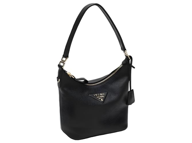 Prada Borsa Hobo a tracolla nera Nero - vista 3