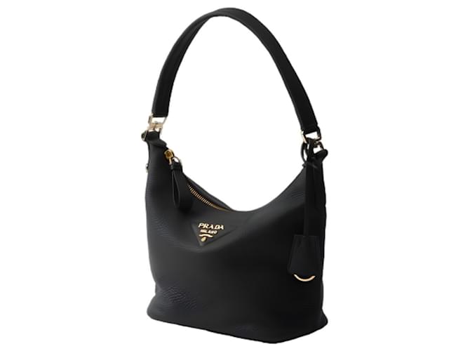 Prada Borsa Hobo a tracolla nera Nero - vista 4