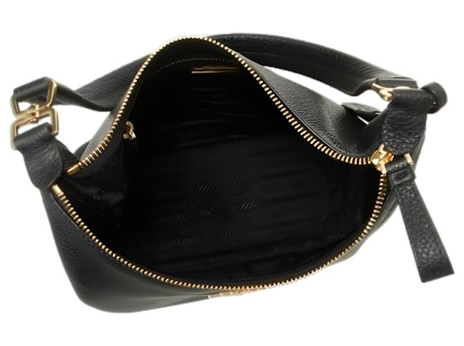 Prada Borsa Hobo a tracolla nera Nero - vista 7