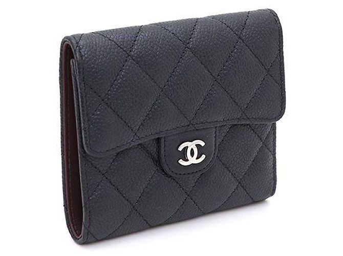 Chanel Portafoglio da donna Small Flap in Caviar Argento CC Nero - vista 2