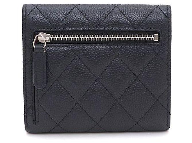 Chanel Portafoglio da donna Small Flap in Caviar Argento CC Nero - vista 3