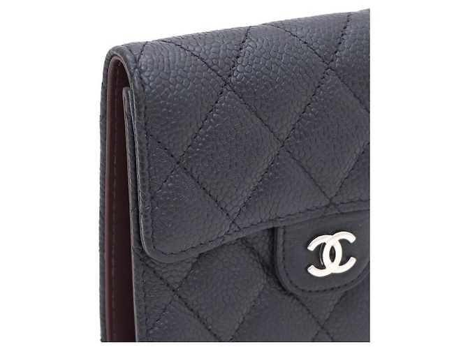 Chanel Portafoglio da donna Small Flap in Caviar Argento CC Nero - vista 4