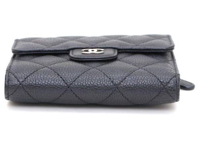 Chanel Portafoglio da donna Small Flap in Caviar Argento CC Nero - vista 6