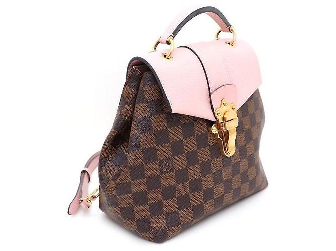 Louis Vuitton Clapton Damenrucksack aus Damier Ebene Canvas Pink - Ansicht 2