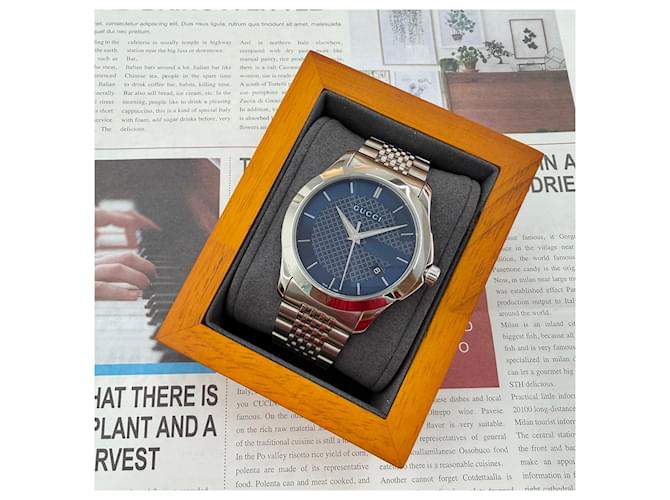 Gucci Bracciale G-Timeless Quadrante Blu Grano di Riso - vista 11
