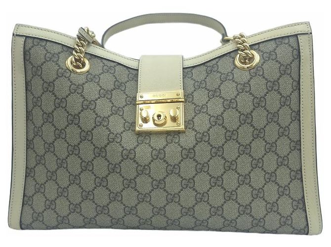 Gucci Borsa a tracolla con catena medium Padlock GG Supreme Canvas Tote Bag Bianco - vista 12