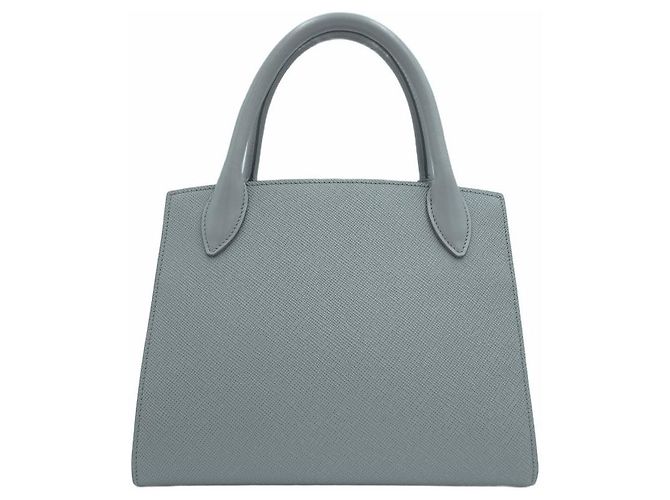 Prada Piccola borsa tote e a tracolla in pelle Saffiano monocromatica Sky Blue - vista 15