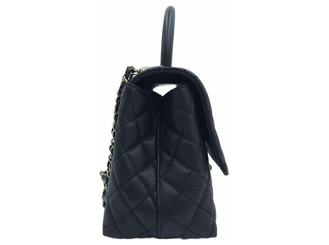Chanel Borsa Tote Coco Handle Medium Caviar Skin Top Handle Nera Nero - vista 14
