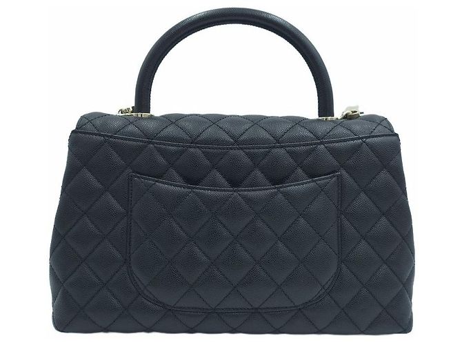 Chanel Borsa Tote Coco Handle Medium Caviar Skin Top Handle Nera Nero - vista 5