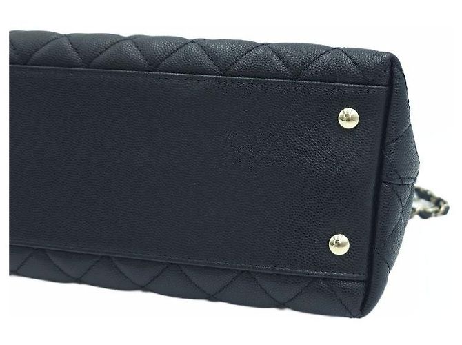 Chanel Borsa Tote Coco Handle Medium Caviar Skin Top Handle Nera Nero - vista 7