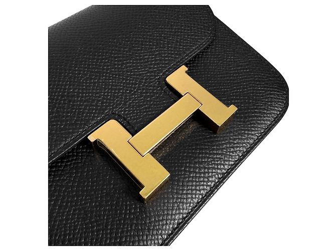 Hermès Borsa a tracolla cintura portafoglio compatto Constance Slim Epsom Nero Oro D'oro - vista 14