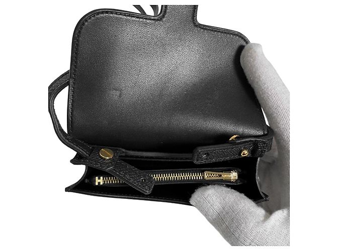 Hermès Borsa a tracolla cintura portafoglio compatto Constance Slim Epsom Nero Oro D'oro - vista 17