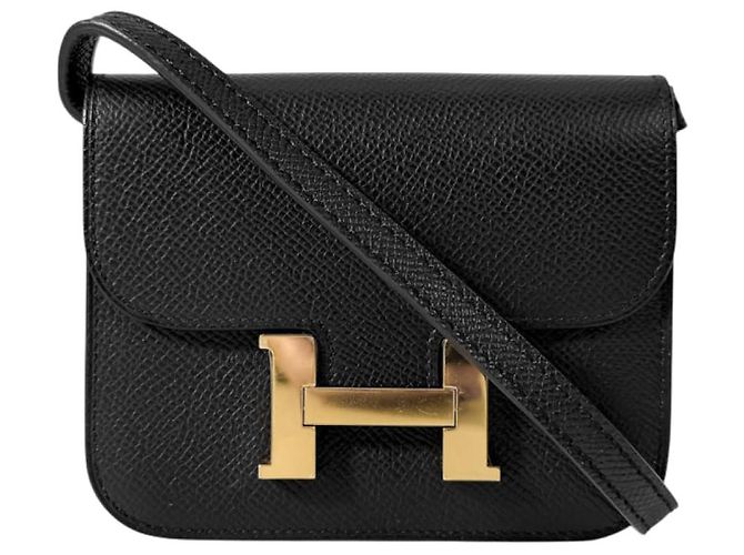 Hermès Borsa a tracolla cintura portafoglio compatto Constance Slim Epsom Nero Oro D'oro - vista 2