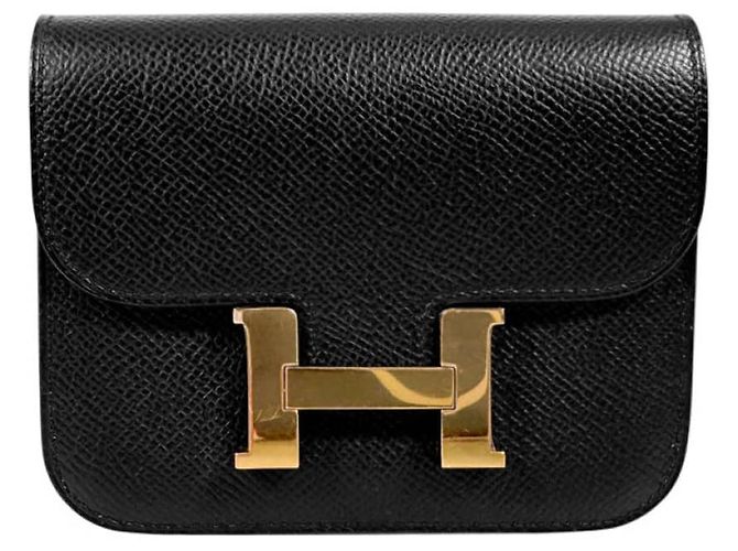 Hermès Borsa a tracolla cintura portafoglio compatto Constance Slim Epsom Nero Oro D'oro - vista 4