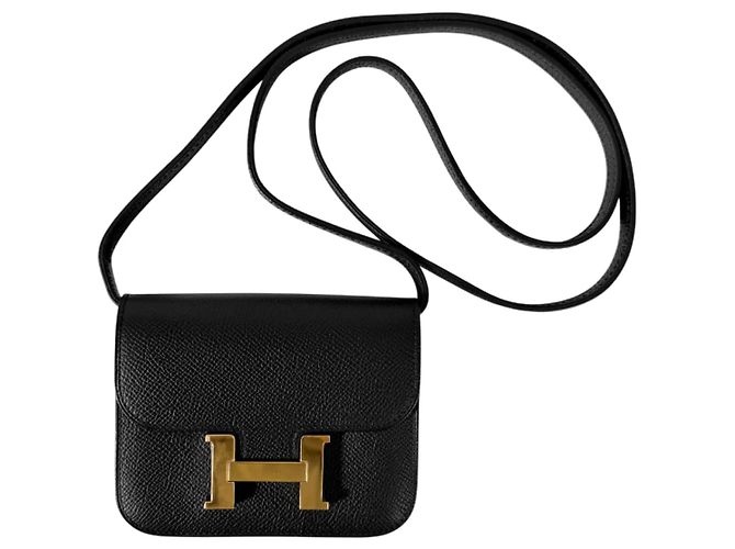 Hermès Borsa a tracolla cintura portafoglio compatto Constance Slim Epsom Nero Oro D'oro - vista 5