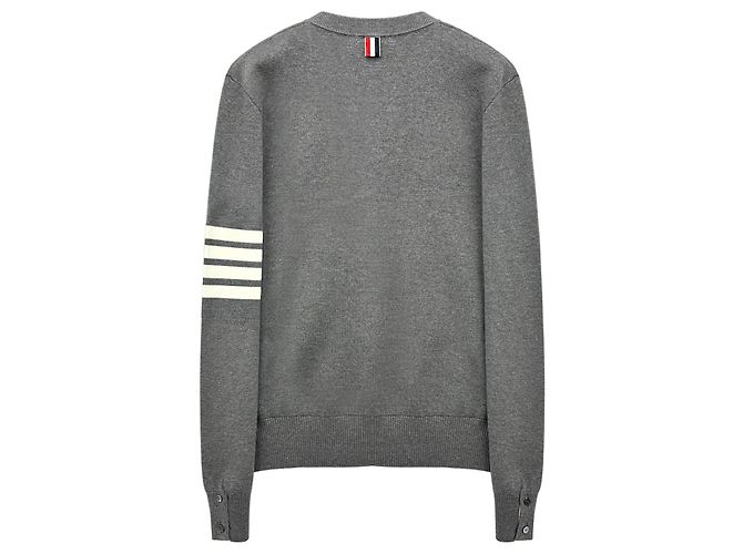 Thom Browne Strick mit Milano-Stich und diagonalem grauen Streifen Braun - Ansicht 2