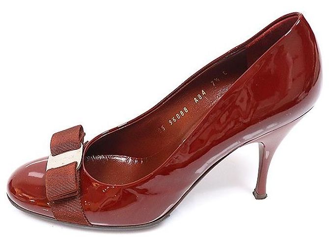 Salvatore Ferragamo Décolleté Carla Wine Patent da donna Rosso - vista 4