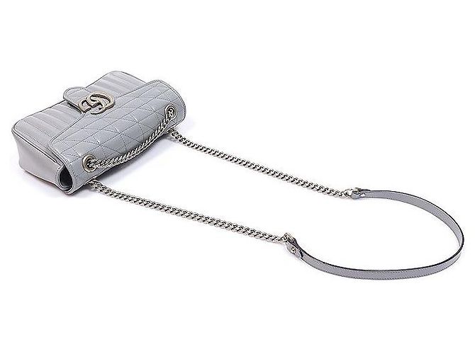 Gucci Piccola borsa a tracolla GG Marmont in matelassé chevron grigio Marrone - vista 4
