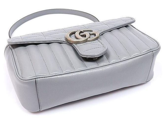 Gucci Piccola borsa a tracolla GG Marmont in matelassé chevron grigio Marrone - vista 5