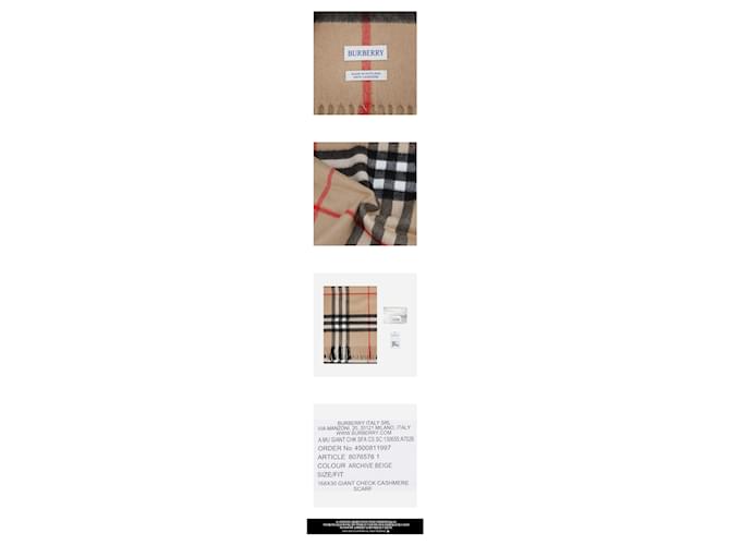 Burberry Sciarpa in Cashmere Check Beige Marrone - vista 3