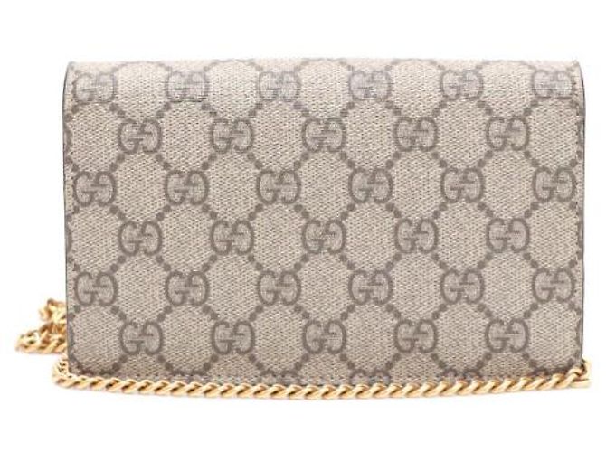 Gucci Mini borsa a tracolla con catena GG Supreme Canvas Cherry Marrone - vista 11
