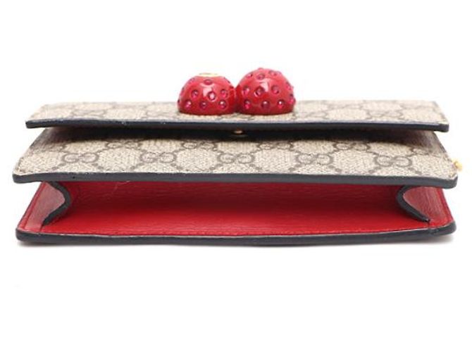 Gucci Mini borsa a tracolla con catena GG Supreme Canvas Cherry Marrone - vista 14
