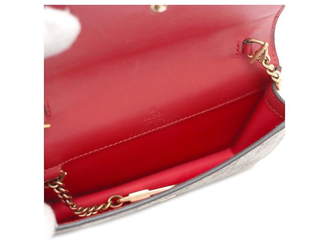 Gucci Mini borsa a tracolla con catena GG Supreme Canvas Cherry Marrone - vista 15