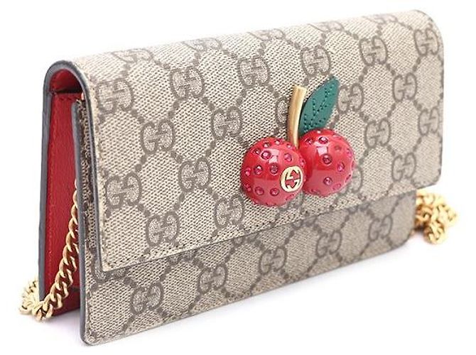 Gucci Mini borsa a tracolla con catena GG Supreme Canvas Cherry Marrone - vista 2