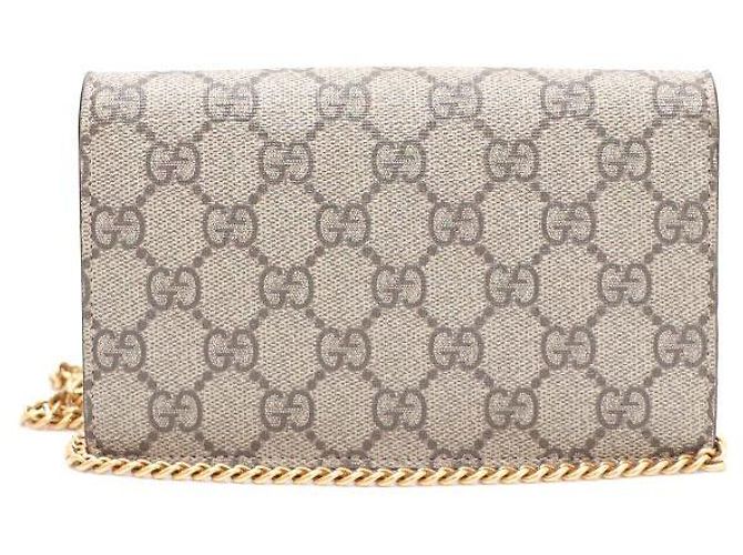 Gucci Mini borsa a tracolla con catena GG Supreme Canvas Cherry Marrone - vista 3