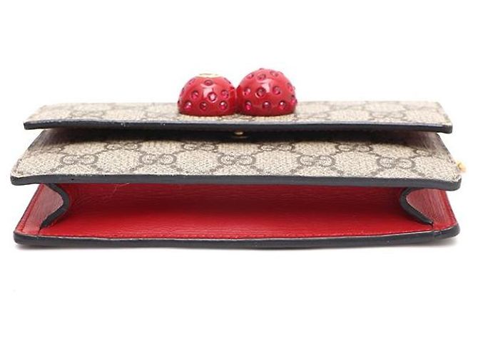 Gucci Mini borsa a tracolla con catena GG Supreme Canvas Cherry Marrone - vista 7