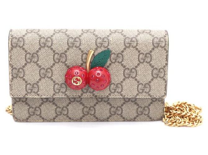 Gucci Mini borsa a tracolla con catena GG Supreme Canvas Cherry Marrone - vista 9
