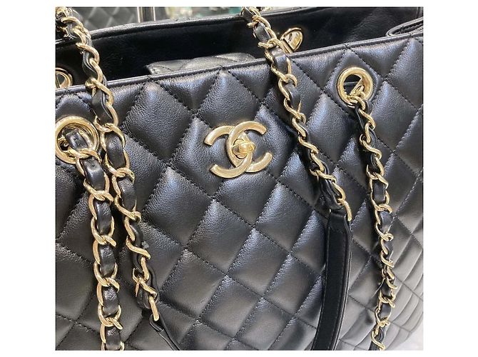 Chanel Borsa Tote Timeless Shopper Black Gold Nero - vista 3