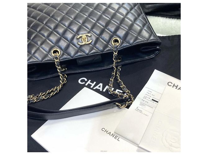 Chanel Borsa Tote Timeless Shopper Black Gold Nero - vista 7