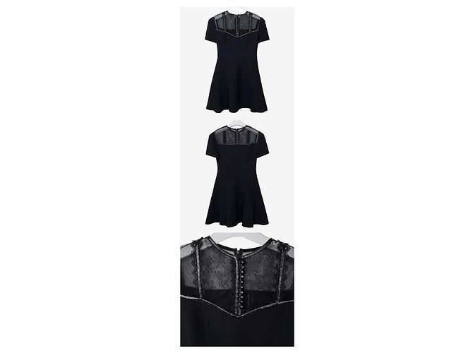 Louis Vuitton Abito skater in seta a maniche corte Nero - vista 2