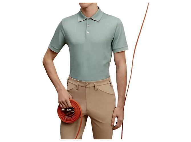 Hermès Technisches Kurzarm-Poloshirt für Herren Grün - Ansicht 2