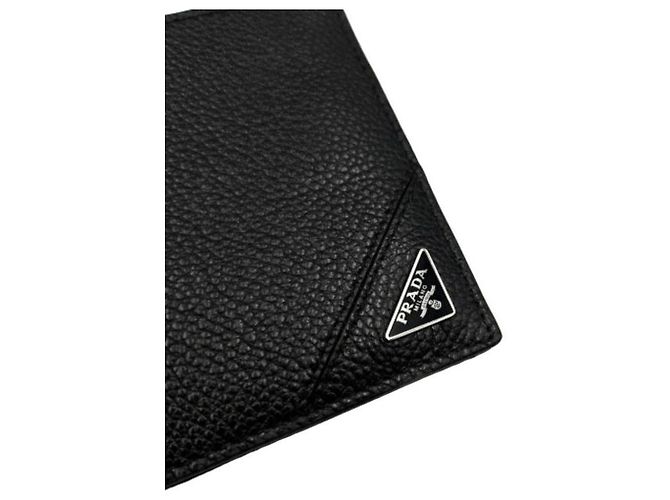 Prada Cartera Vitello Logo Negra con sello: Negro - vista 7