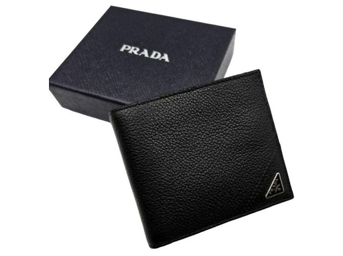 Prada Cartera Vitello Logo Negra con sello: Negro - vista 8